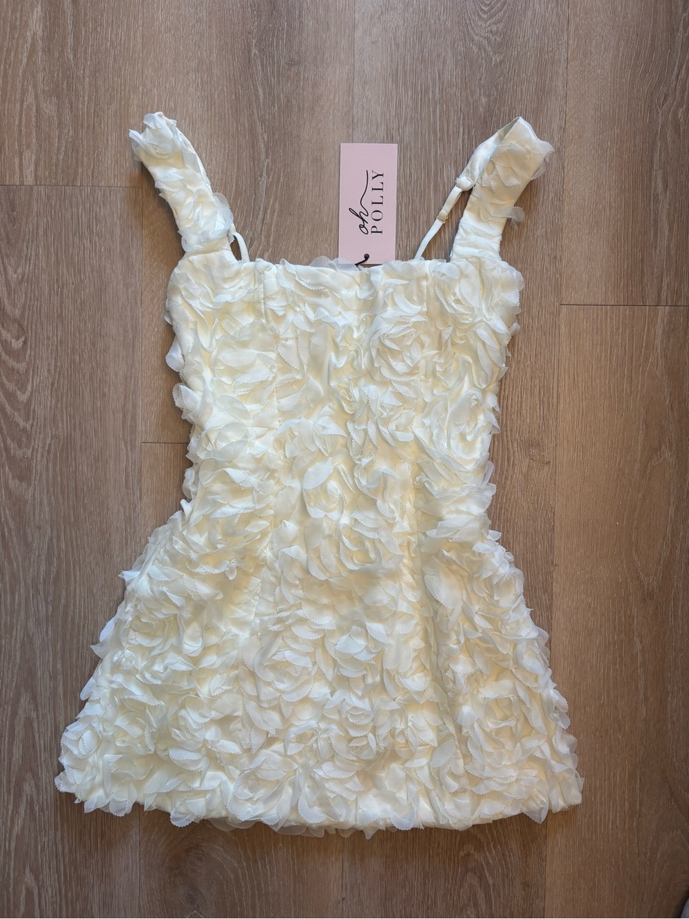 Oh Polly Posy Floral-Appliqué Square-Neck Corset Mini Dress in White - Picture 3 of 5